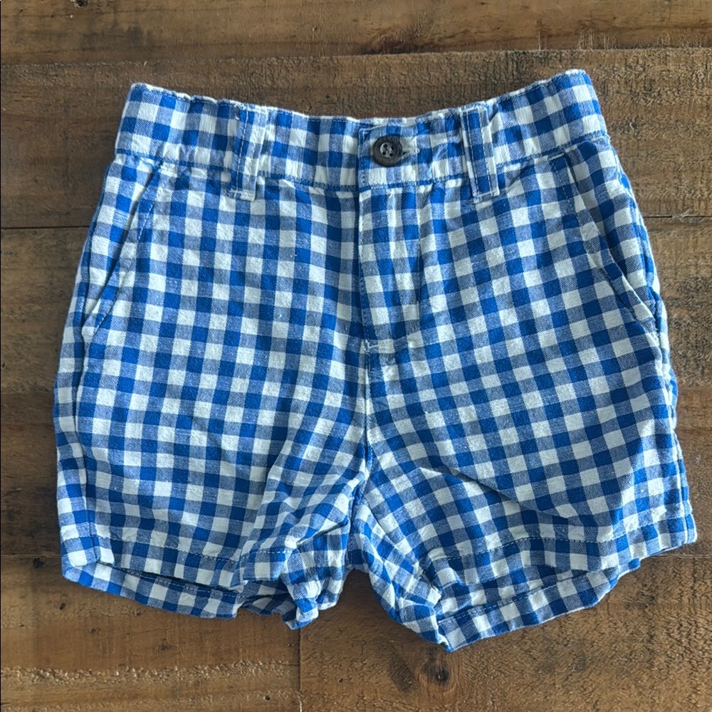Janie and Jack Blue and White Gingham Check Shorts